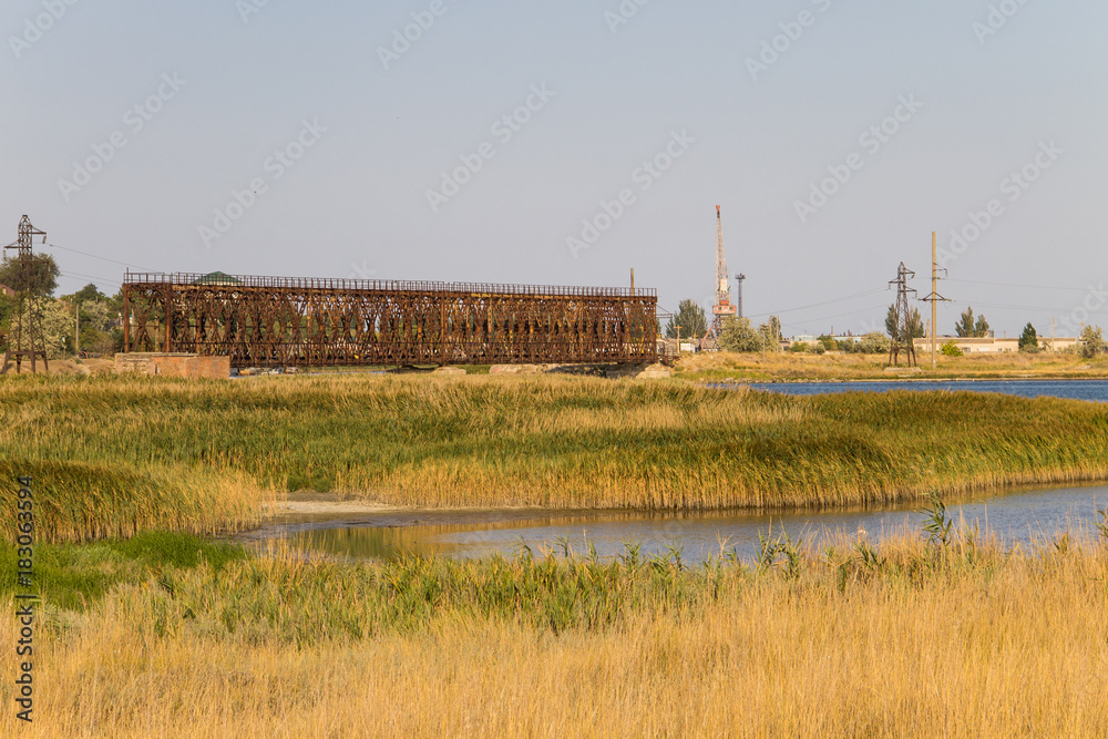 Iron bridge in Genichesk, Ukraine