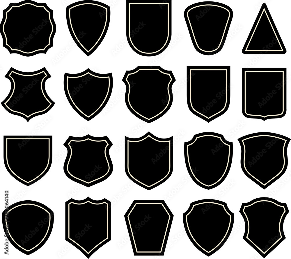 Black and white shield silhouette Black and white shield silhouette