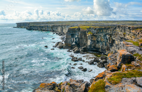 Scenic cliffs in Inishmore, Aran Islands, Ireland.