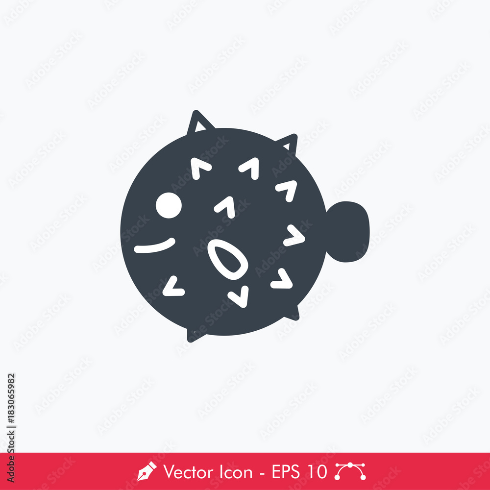 Puffer Fish Icon / Vector - In Line / Stroke Design Puffer Fish Icon / Vector - In Line / Stroke Design