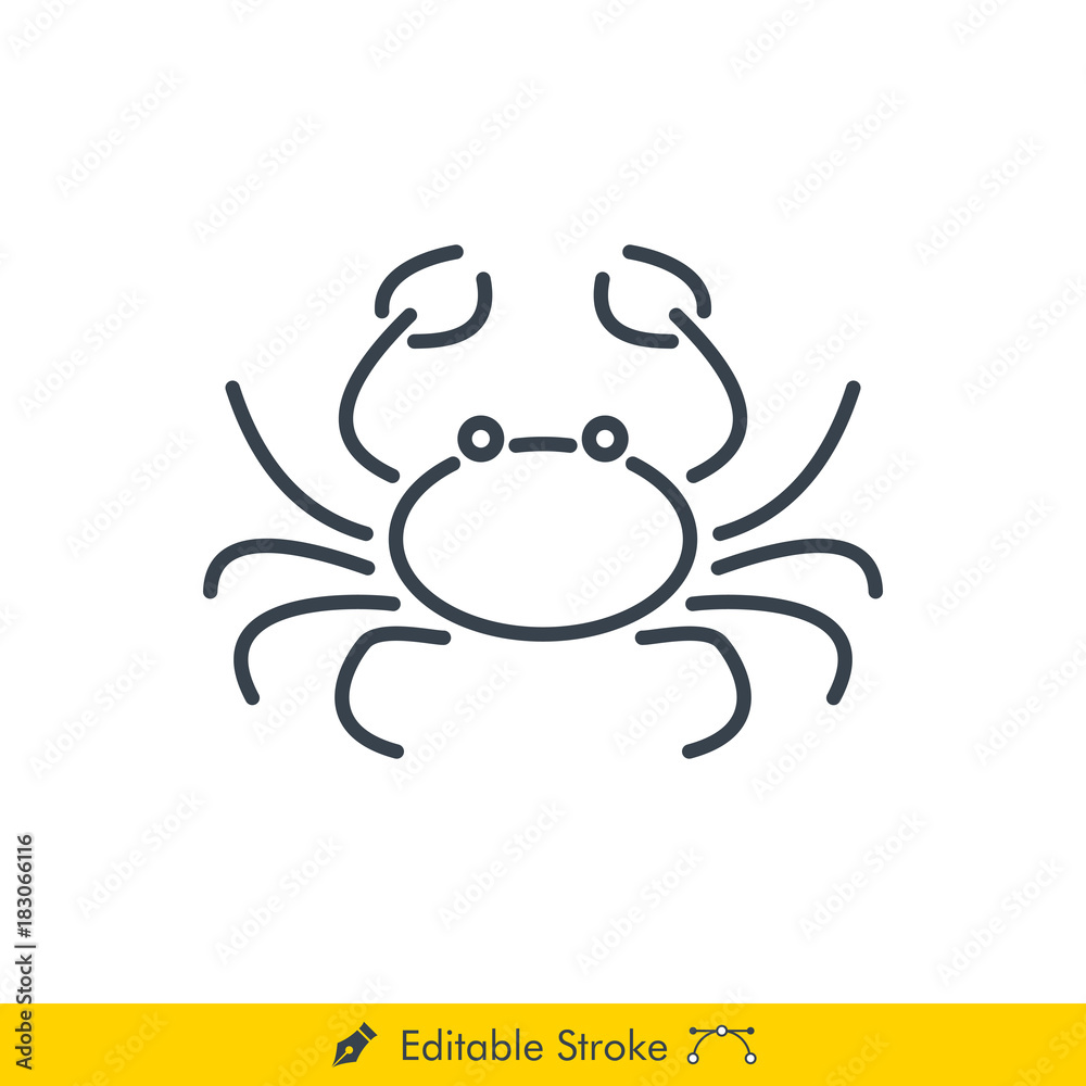 Crab Icon / Vector - In Line / Stroke Design Crab Icon / Vector - In Line / Stroke Design