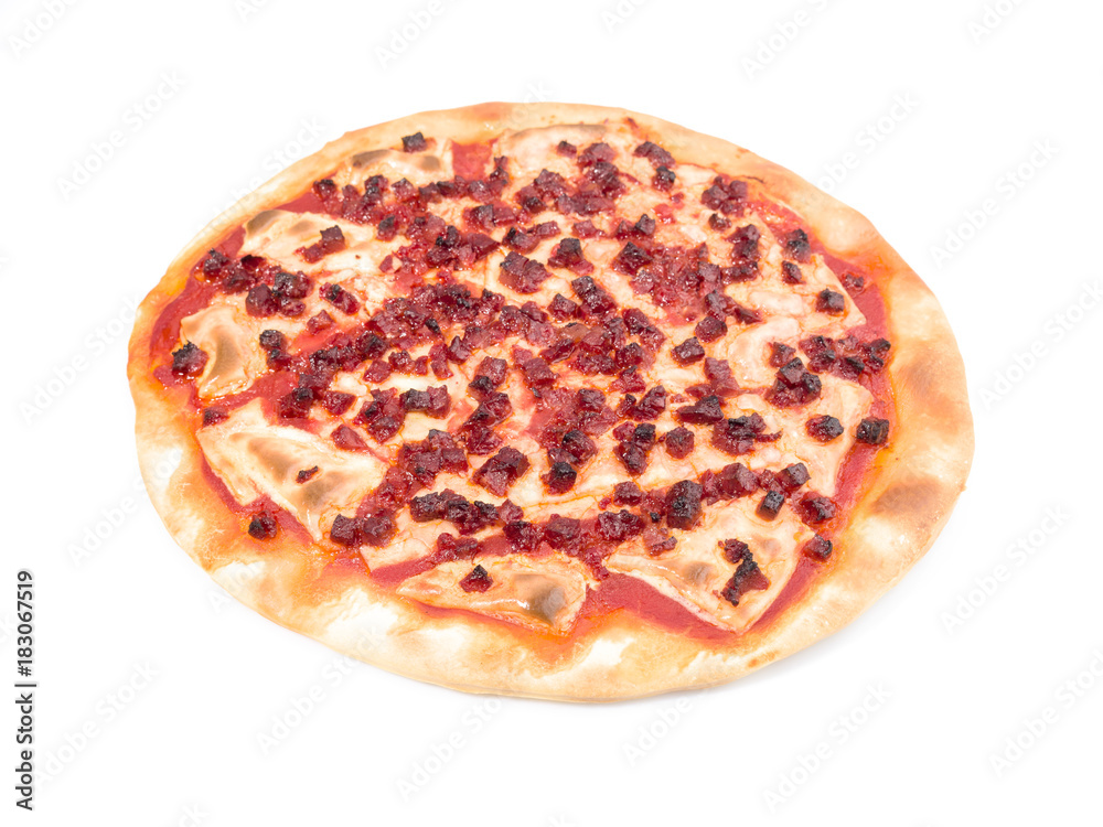 baked pizza at home isolated on white baked pizza at home isolated on white