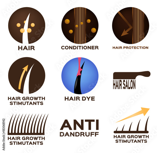 hair logo set vector , 9 icon