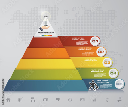 5 steps pyramid with free space for text on each level. infographics, presentations or advertising. EPS10.