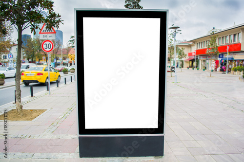 vertical blank billboard on the city street