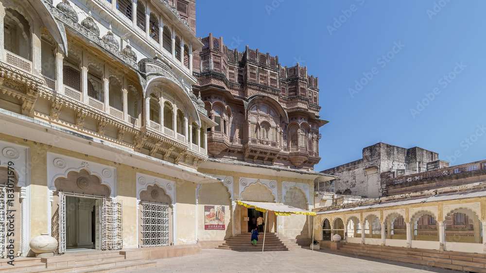 Courtyard of Mehrangarh Fort, Jodhpur, Rajasthan, India