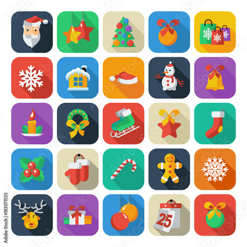 Set of Christmas and New Year icons. vector clipart