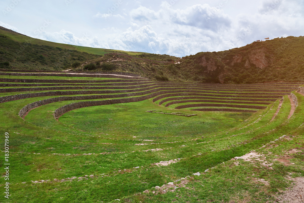 Green ancient inca ruins landscape