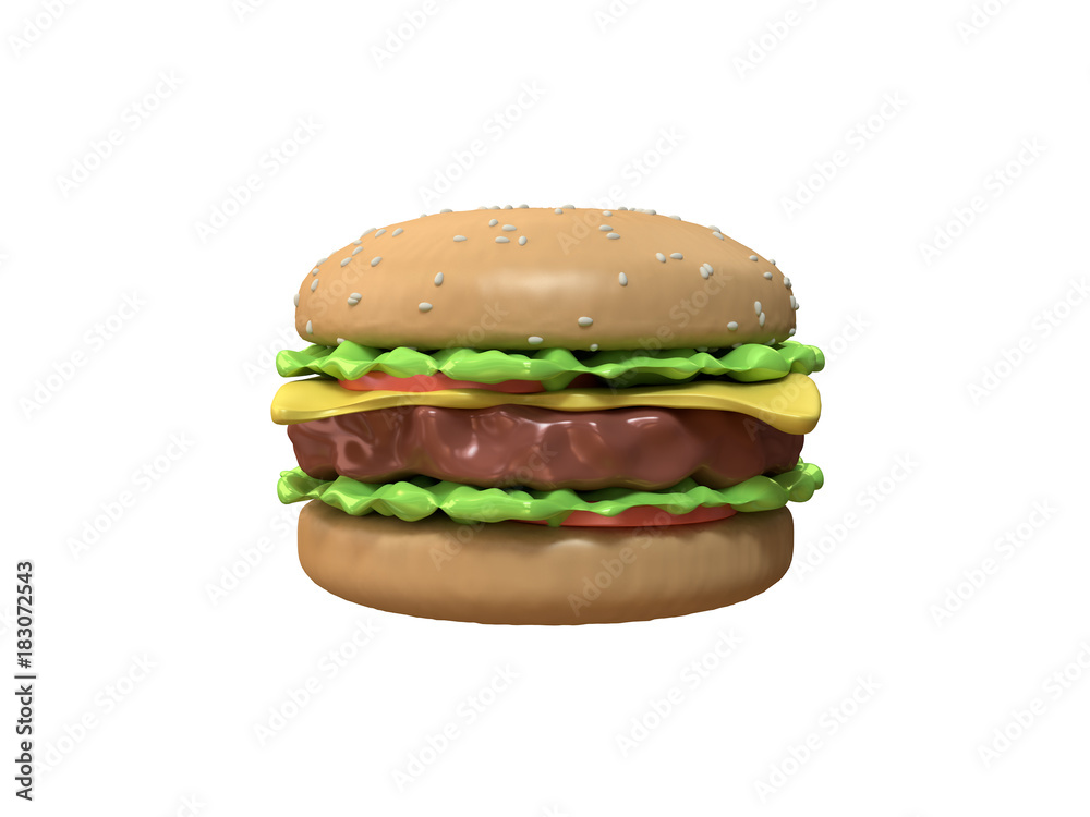 abstract cartoon hamburger 3d rendering white background abstract cartoon hamburger 3d rendering white background
