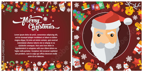 Illustration of Christmas and Happy New Year flat design leaflet