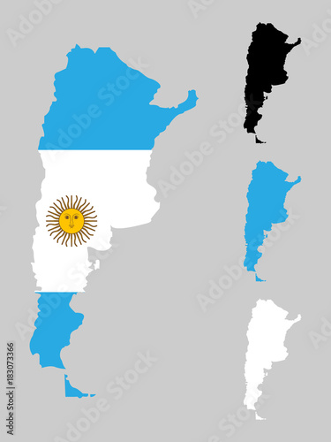 Map of Argentina with national flag decoration 