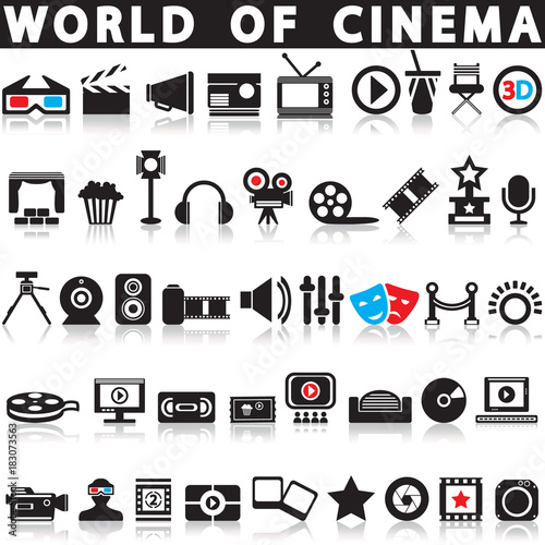 Cinema, film and movie icons. Vector icon set