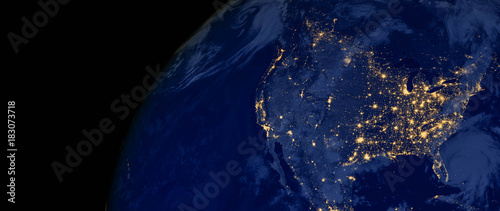 Obraz na płótnie United States of America lights during night as it looks like from space