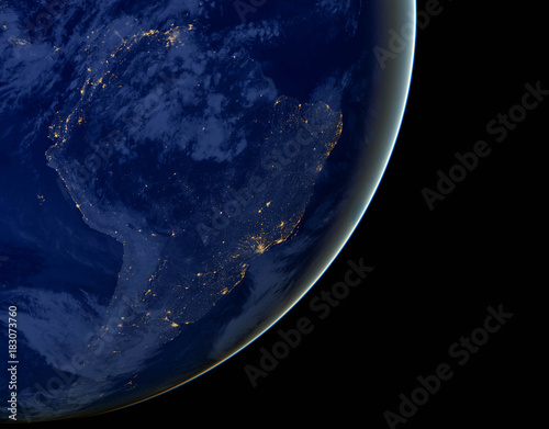 Quadro em tela South America lights during night as it looks like from space