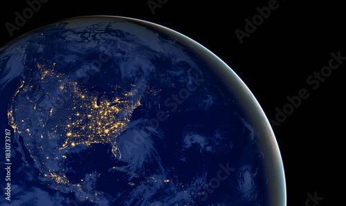 Fototapeta Naklejka Na Ścianę i Meble -  United States of America lights during night as it looks like from space. Elements of this image are furnished by NASA