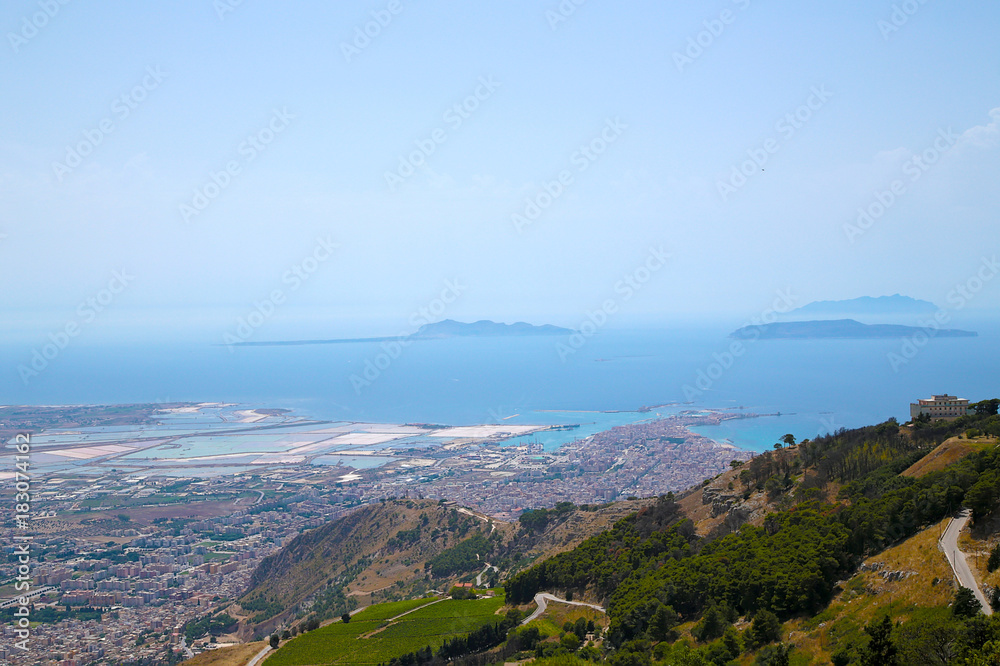 Erice, Sicily, Italy. Picturesque landscape of the sea coast