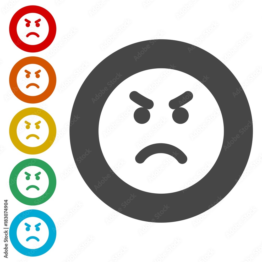 Angry emoticon, emoji Stock Vector | Adobe Stock