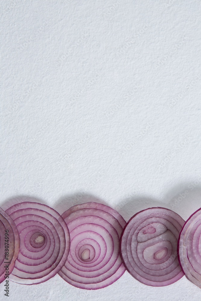 Sliced onions on a white background Sliced onions on a white background