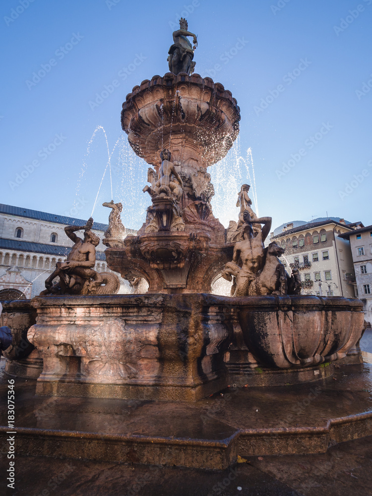 Fototapeta premium The Neptune fountain in Cathedral Square, Trento, Italy.