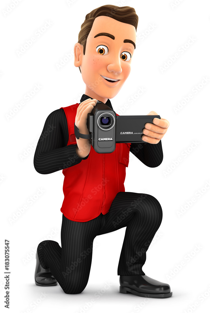 3d seller filming with video camera