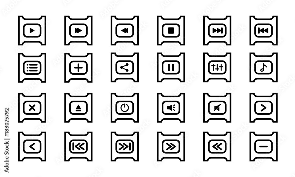 Media Player Icon Set. Audio Player Vector Line Icons Collection Media Player Icon Set. Audio Player Vector Line Icons Collection