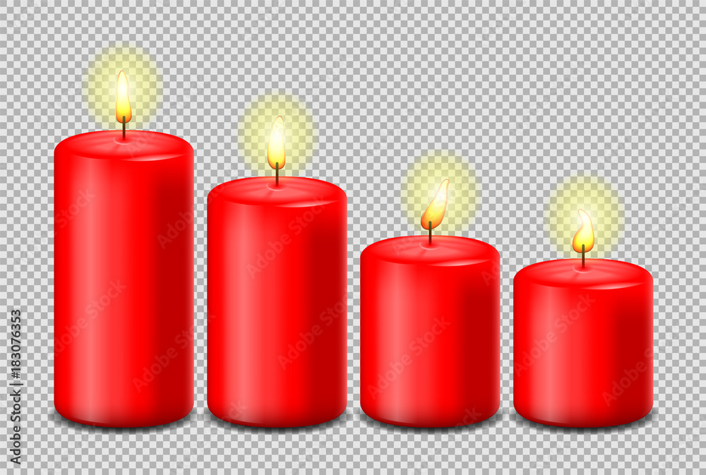 Advent Kerze rot Adventszeit isoliert mit Flamme Advent Kerze rot Adventszeit isoliert mit Flamme