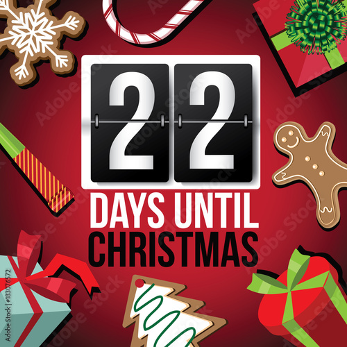 Countdown to Christmas flip number advent calendar with flat lay Christmas items. EPS 10 vector illustration. Day 25.