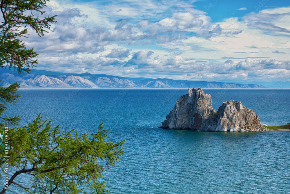 Fantastic View of Shamanka Rock on the Lake Baikal