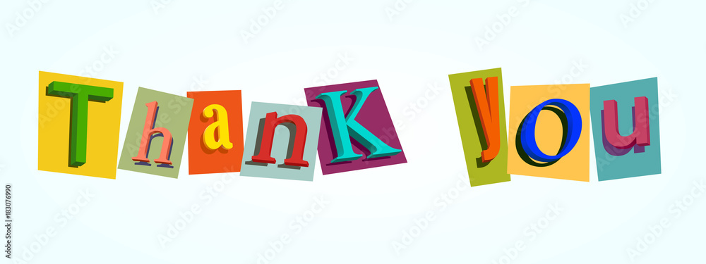 Thank you text made with colorful letters Thank you text made with colorful letters