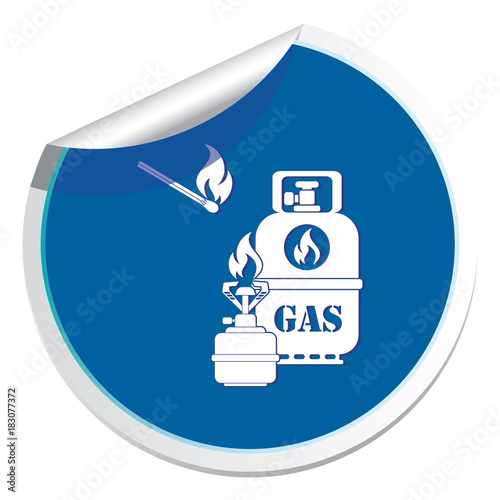 Camping stove with gas bottle icon vector