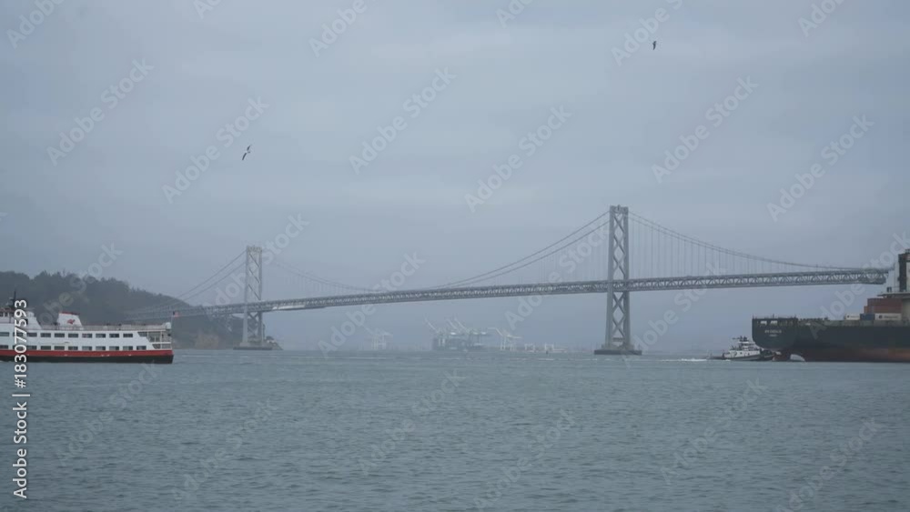 San Francisco Skyline and Bay Bridge In Fog San Francisco Skyline and Bay Bridge In Fog