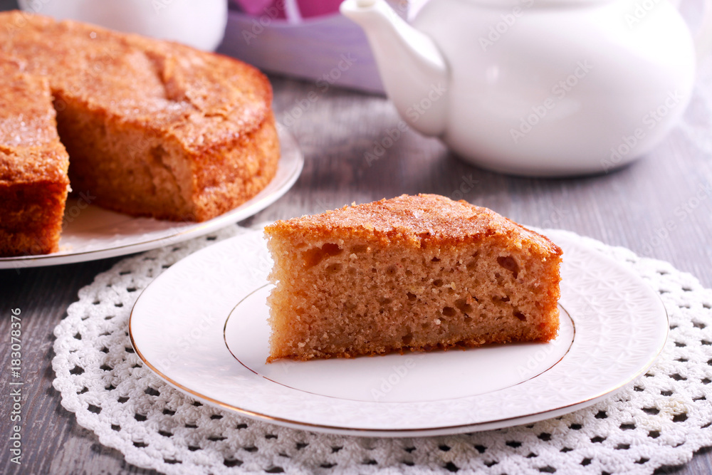 Buttermilk cinnamon cake on table Buttermilk cinnamon cake on table