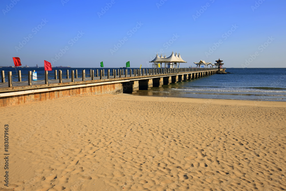 The seaside scenery and the seaside pier