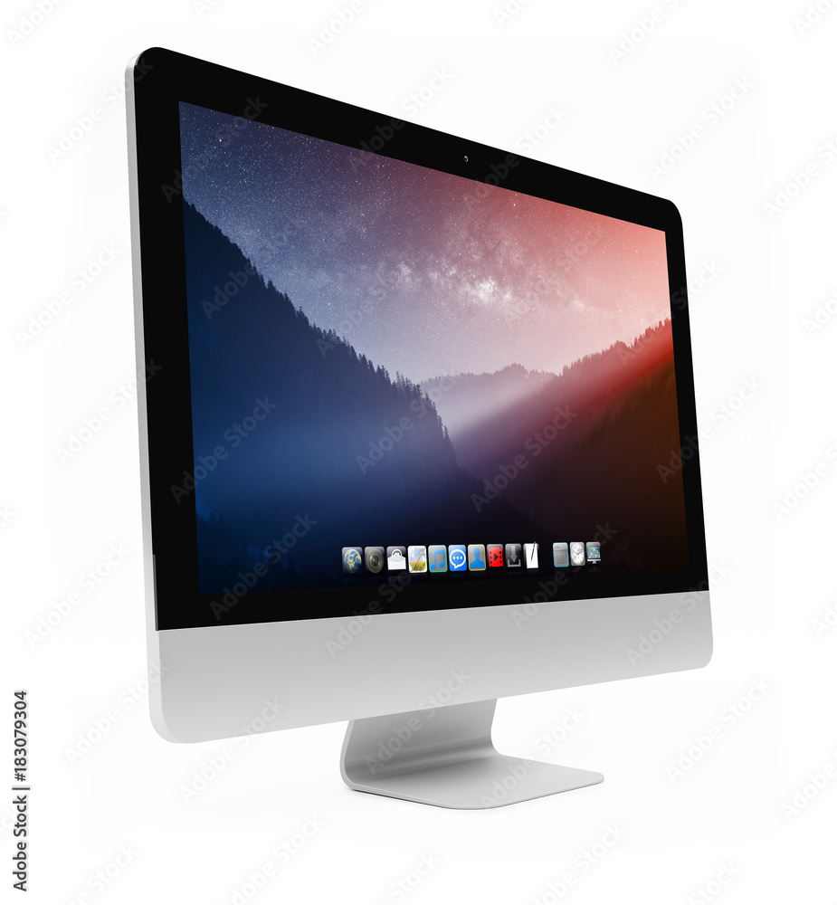 Modern computer screen on white background 3D rendering Modern computer screen on white background 3D rendering