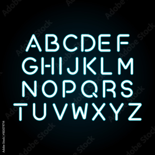 Blue neon font vector