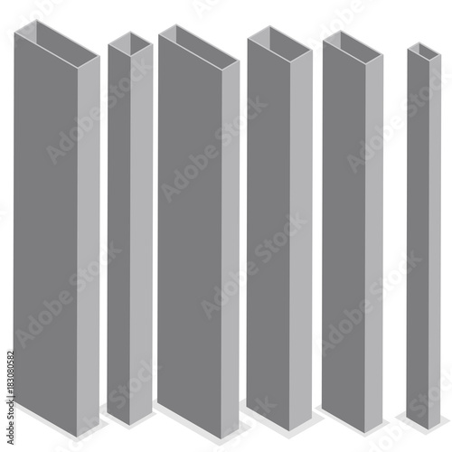 Steel beam isometric vector illustration.