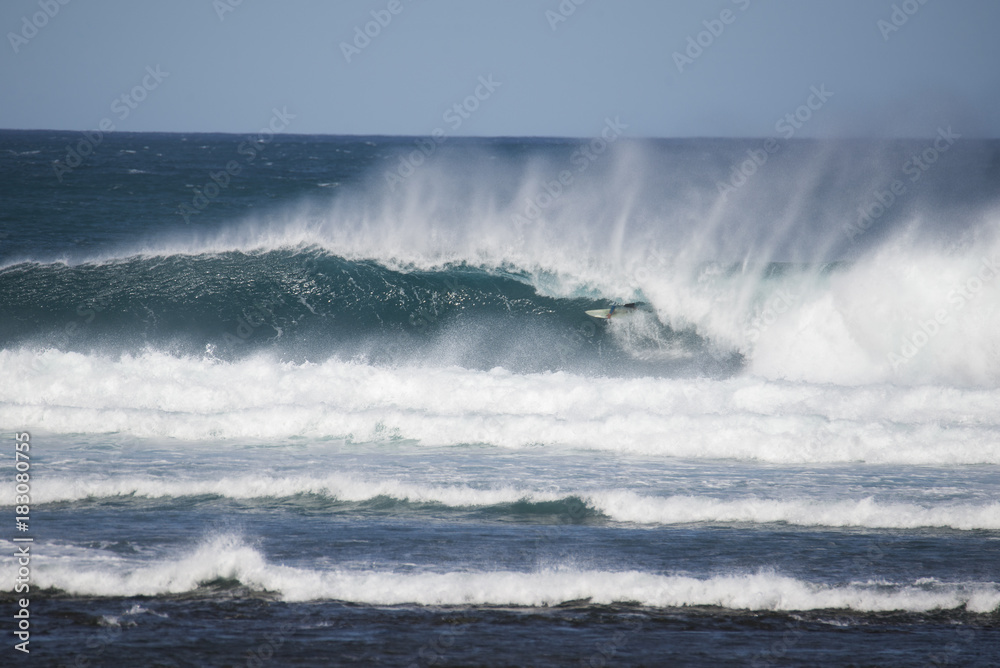 surfer in the tube of a wave surfer in the tube of a wave