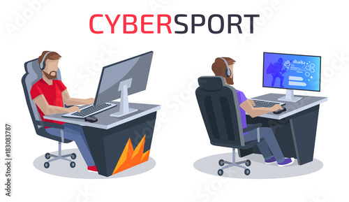 Cybersport and Gamers Poster Vector Illustration