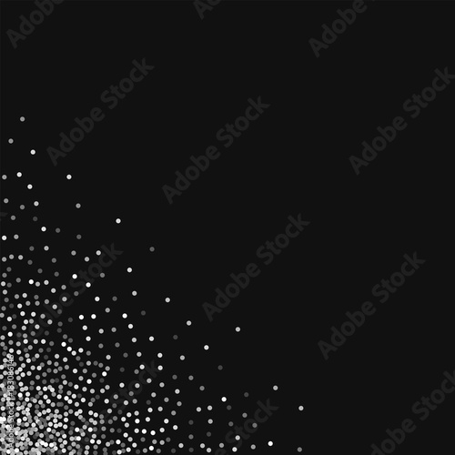 Round gold glitter. Messy bottom left corner with round gold glitter on black background. Memorable Vector illustration.