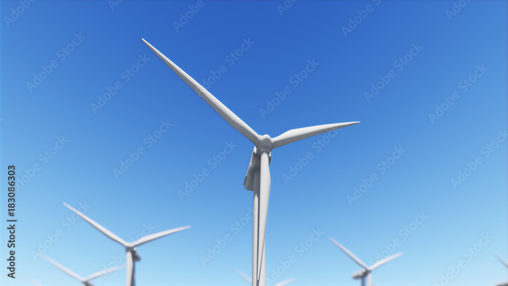 Wind generator on clear sky 3D render Wind generator on clear sky 3D render
