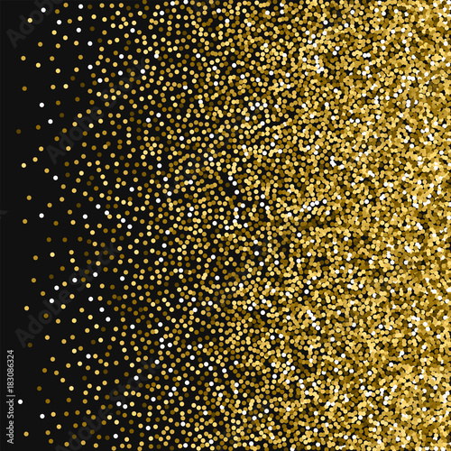 Round gold glitter. Right gradient with round gold glitter on black background. Magnificent Vector illustration.