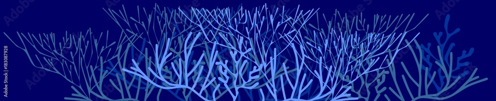 Naklejka premium Abstract blue marine background with stylized branched corals