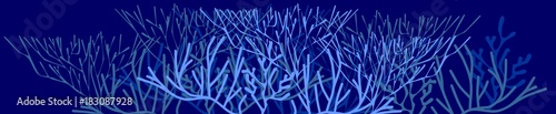 Abstract blue marine background with stylized branched corals