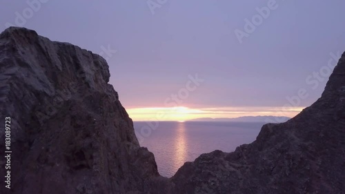 ProRes. Baikal lake shore and rocks from aerial view. Landscape.