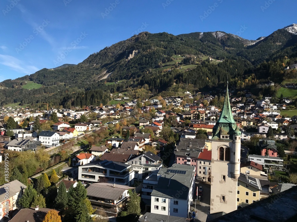 Schwaz Tirol Ausblick vom Kirchturm Maria Himmelfahrt Kellerjoch  Zeitkapsel 