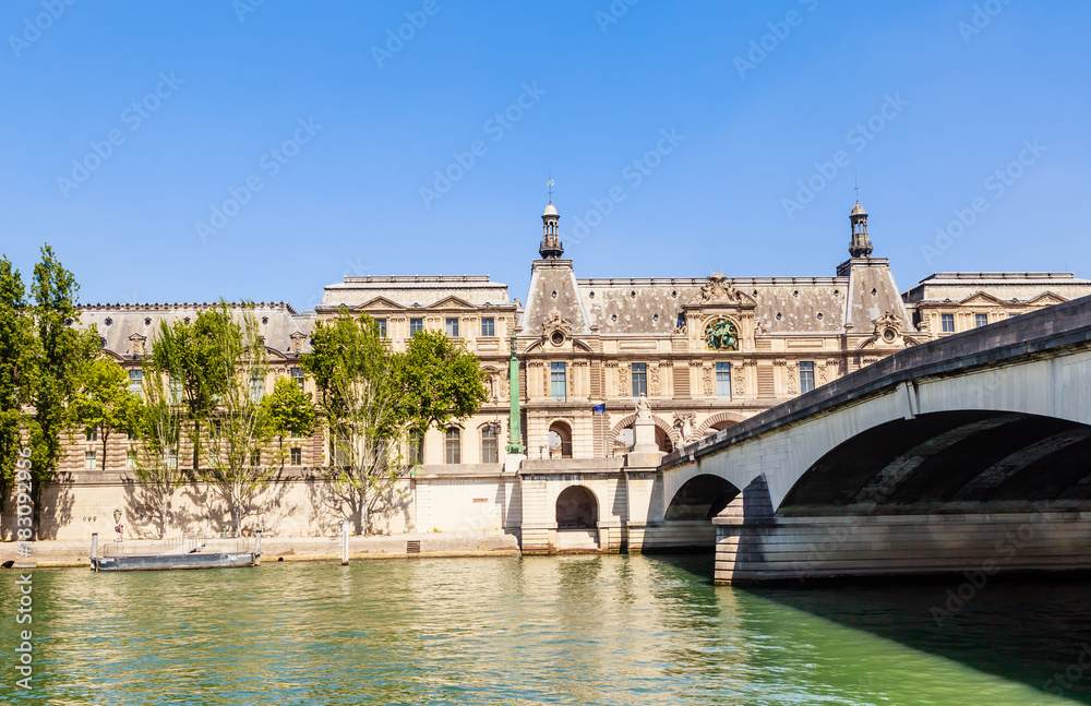  View of the Louvre Museum and Carousel bridge. Paris, France