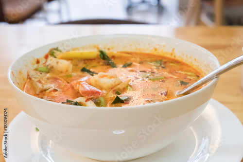 spicy prawn soup, shrimp tomyam, favourit food of thailand