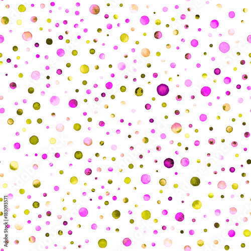 Watercolor confetti seamless pattern. Hand painted likable circles. Watercolor confetti circles. White scattered circles pattern. 196.