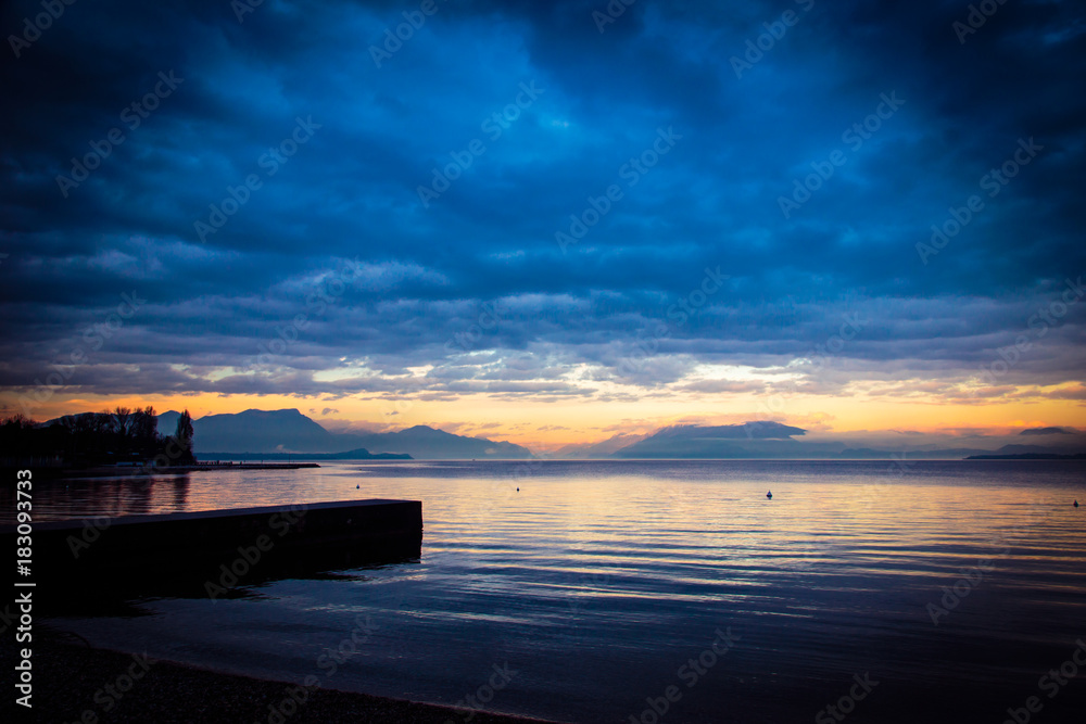 Sunset in the village of Desenzano, on the Garda lake Sunset in the village of Desenzano, on the Garda lake
