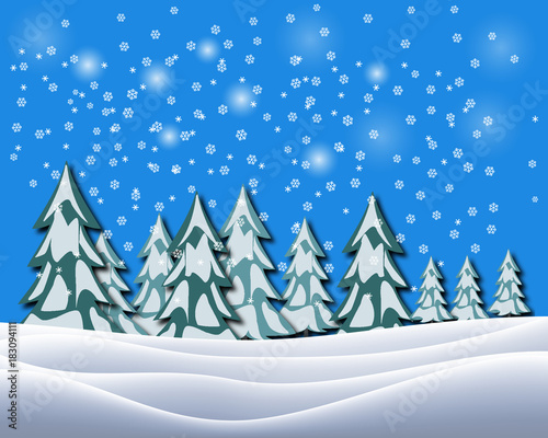 Beautiful winter landscape. Vector illustration